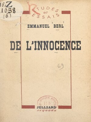 cover image of De l'innocence